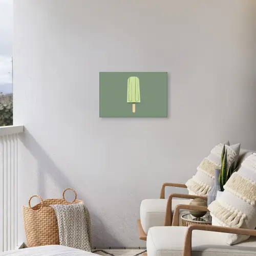 Groen - Waterijsje - Stokje - Illustratie Tuinposter op houten frame 2 cm dik klein -sfeer1
