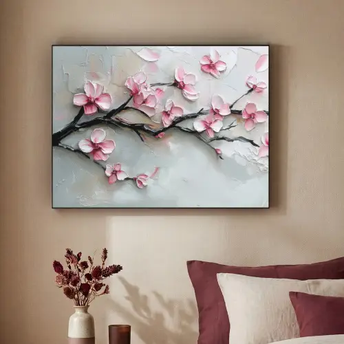 Bloesem - Kunstzinnig - Roze - Sakura Textielframe - compleet frame klein -sfeer1