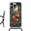 Vos - Mozaïek - Bos - Maan Hoesje iPhone 16 Pro Max met koord klein -3d