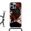 Krijger - Draak - Zwart - Rood - Rook Hoesje iPhone 16 Pro Max met koord klein -3d