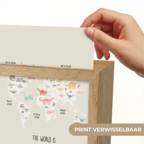 Wereldkaart - Kinderen - Jongens - Dino - Quote Light Box met kabel (Kinderlampje) klein -USP_websiteprintNL