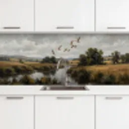 Eenden - Rivier - Landschap - Vlucht - Nostalgisch keuken achterwand 2 middel -3d