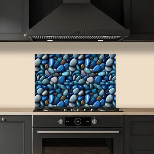 Blauwe - Oceaan - Kiezels keuken achterwand spatscherm klein 900 -sfeer1