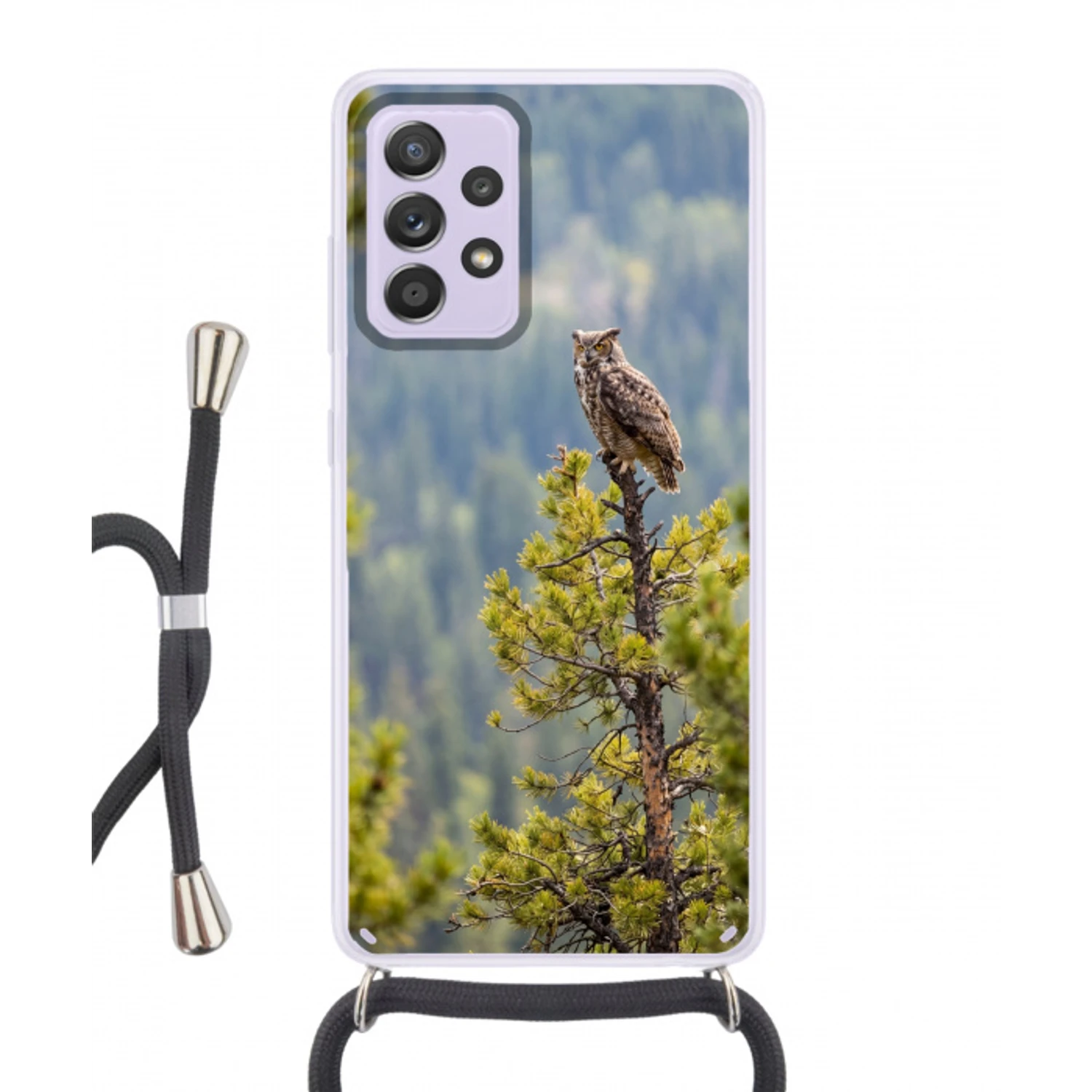 Uil - Oehoe - Bomen - Natuur Hoesje Samsung Galaxy A52 5G met koord klein -3d