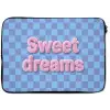 Sweet dreams - Vierkanten - Roze - Blauw laptophoes neopreen klein -zkaufland3dotto