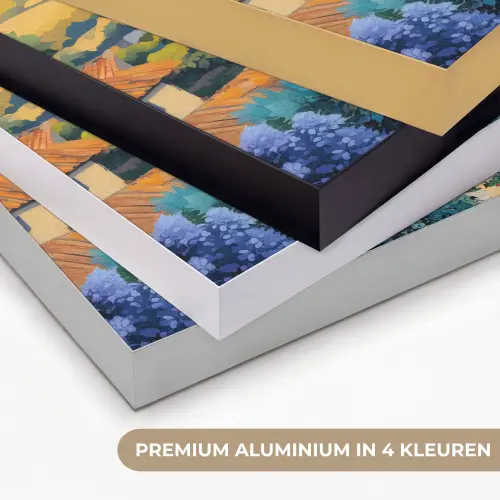 Dorp - Heuvels - Landschap - Bomen Textielframe zwart klein -USP_kleurenNL