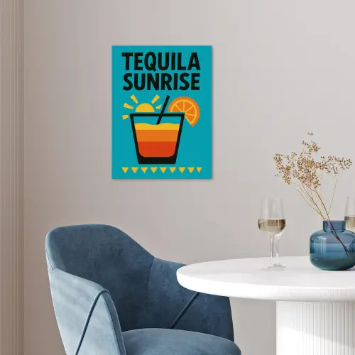 Illustratie - Tequila - Glas - Blauw poster papier klein -sfeer3