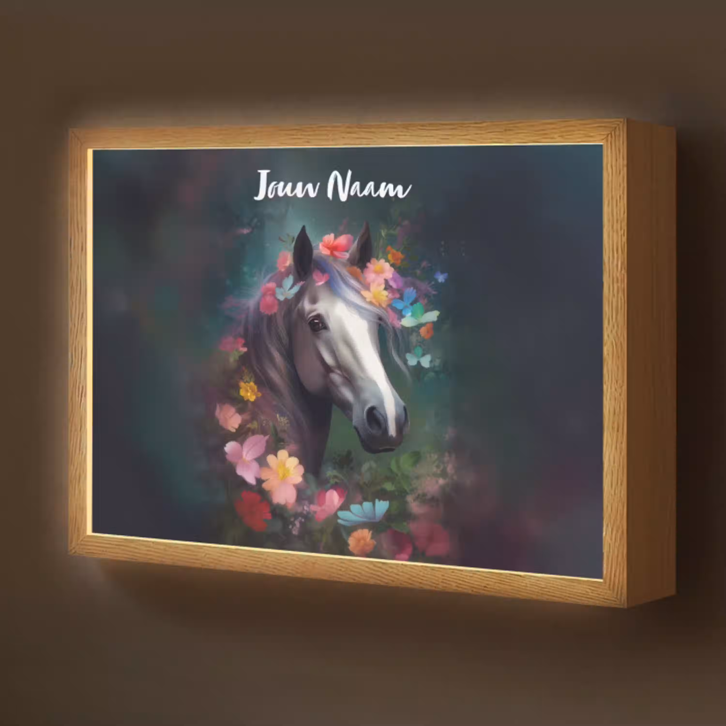Paard - Natuur - Bloemen - Bos - Dieren Light Box met batterij (Wandlamp kind) middel -z3d_website
