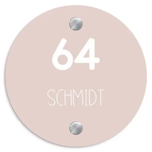 Lichtroze - Modern Naambord Rond klein -3d