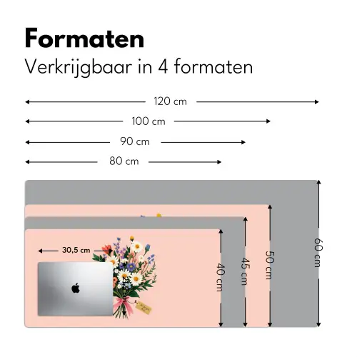 Margrieten - Boeket - Strikje - Roze Muismat XXL klein -sfeer5