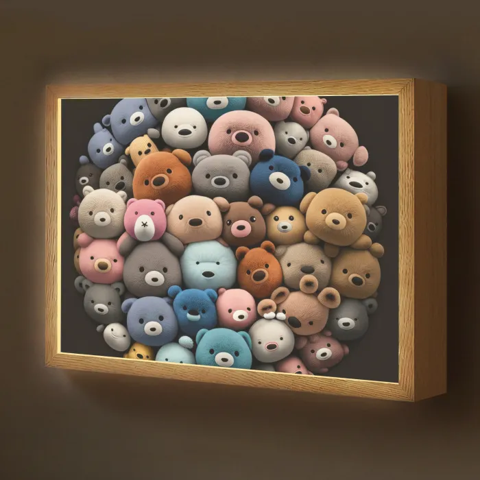 Teddybeer - Knuffel - Dieren - Meisjes - Jongens Light Box met batterij (Wandlamp kind) middel -z3d_website