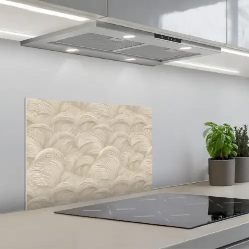 Bogen - Patroon - Beige keuken achterwand spatscherm klein 900 -3d_schuin