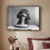 Poedel - Hond - Zwart - Wit - Schattig - Pasta Textielframe zwart klein -sfeer1