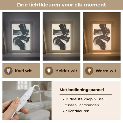 Strepen - Zwart - Abstract Light Box met kabel (Tafellamp) klein -USP_lichtkleurNL