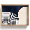 Donkerblauw - Abstract - Lijnen Dienblad Rechthoek middel -z3d_shopping