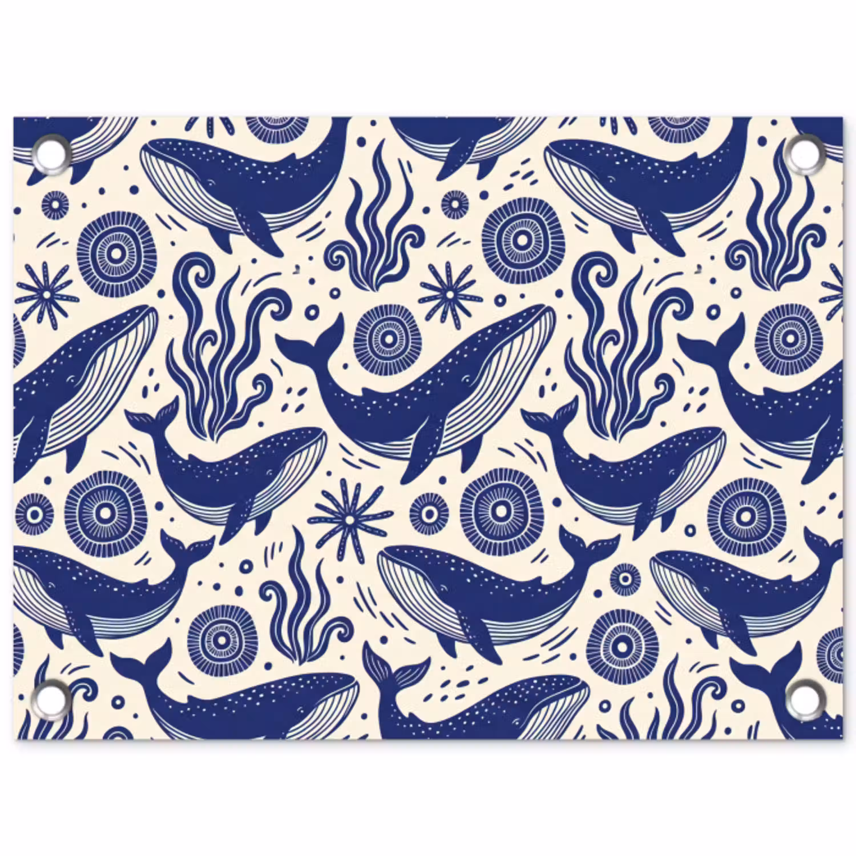 Walvis - Onderwater - Dieren - Abstract - Blauw tuinposter los doek klein -3d