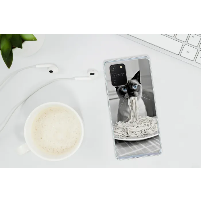 Kat - Siamees - Zwart Wit - Schattig - Dieren Telefoonhoesje Samsung Galaxy S10 Lite klein -oordopS10Lite