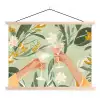 Glazen - Proosten - Bladeren - Groen textielposter latten blank klein -3d