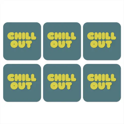 Chill out - Geel - Blauw onderzetter kurk middel -3d