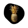 Ananas - Zwart - Goud - Luxe Wandcirkel Organisch Plexiglas middel -3d