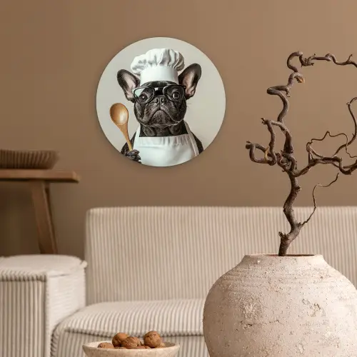 Bril - Hond - Kok Wandcirkel plexiglas klein -sfeer1