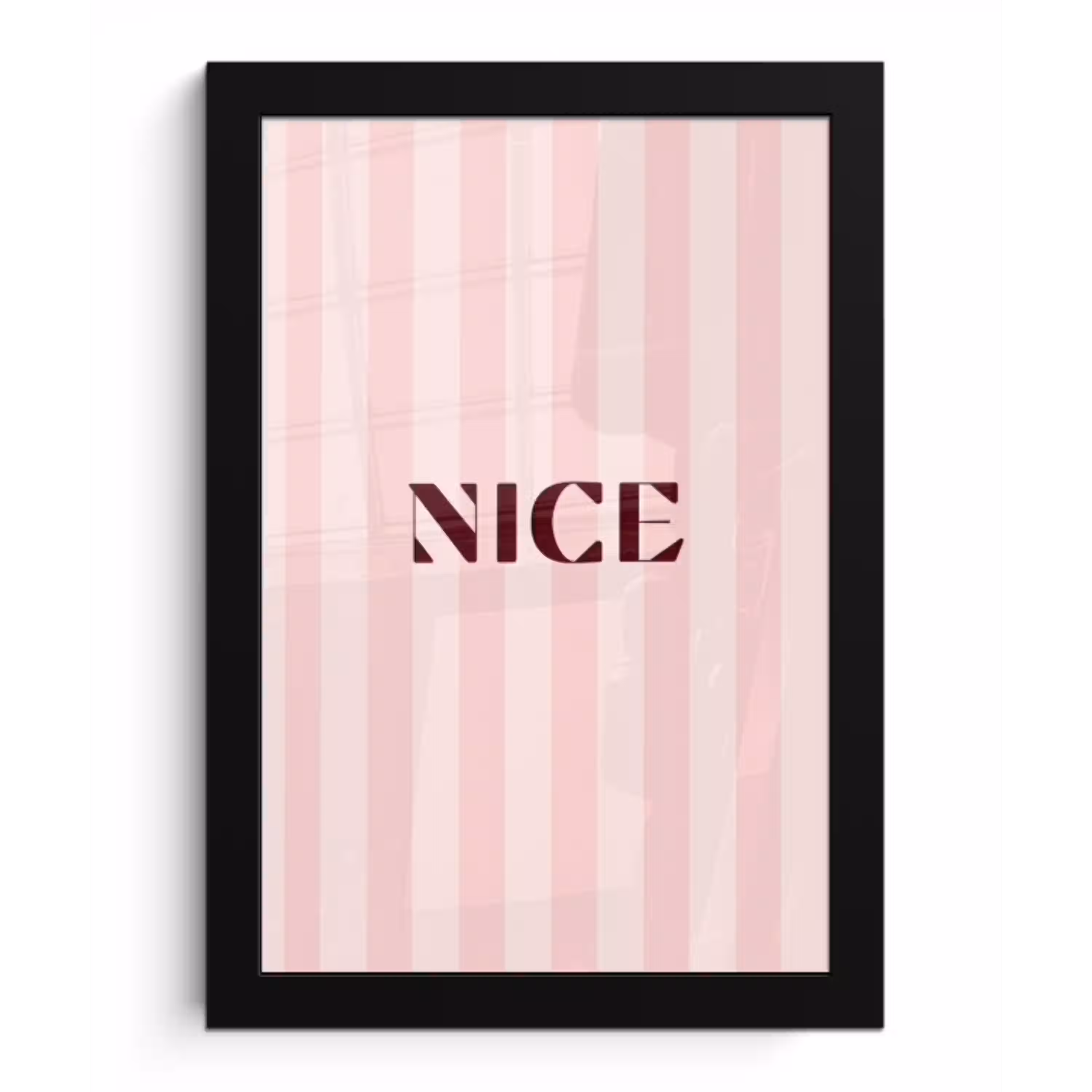 Nice - Strepen - Roze fotolijst zwart zonder passe partout klein -3d