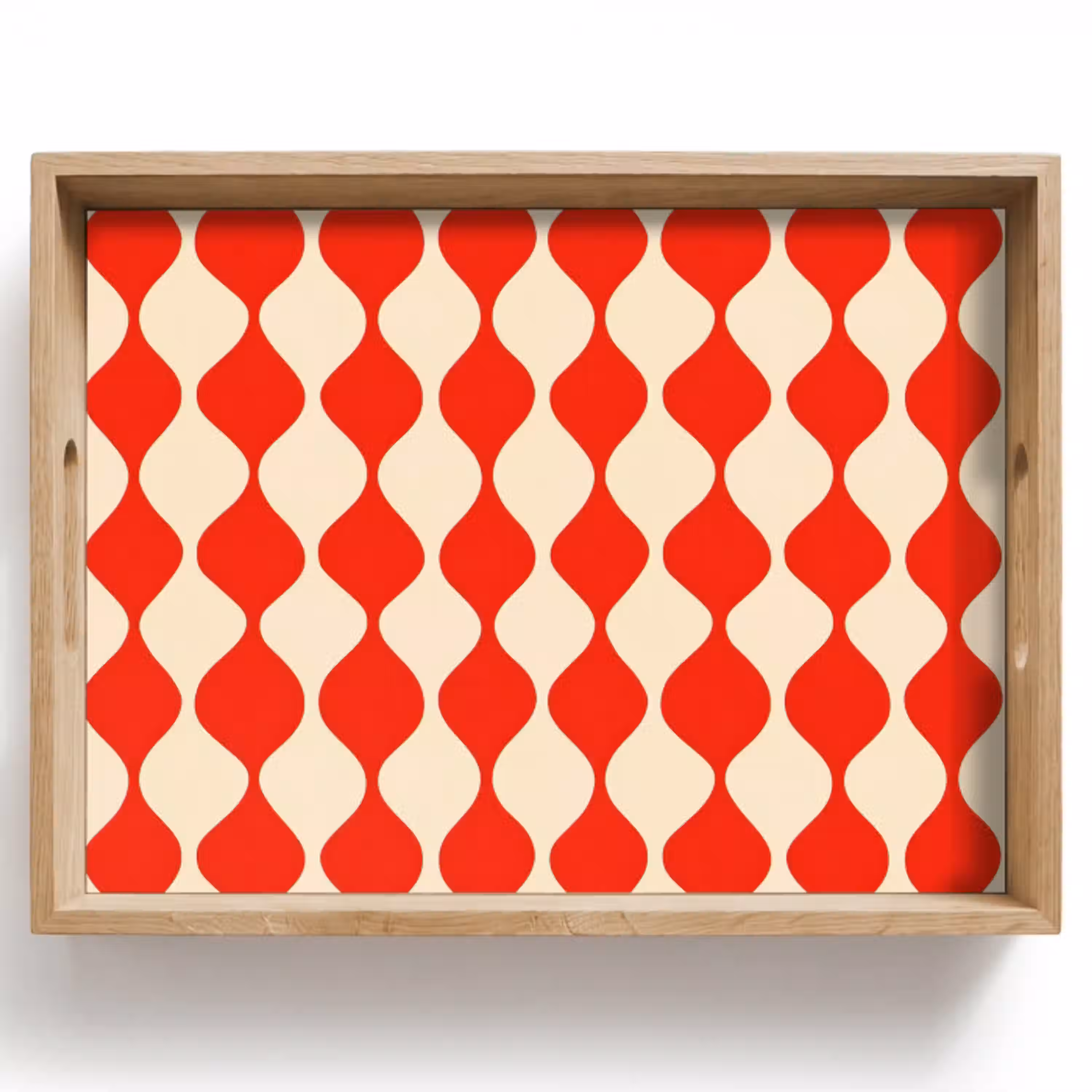 Golvend patroon - Retro - Rood - Beige Dienblad Rechthoek middel 911 -z3d_shopping