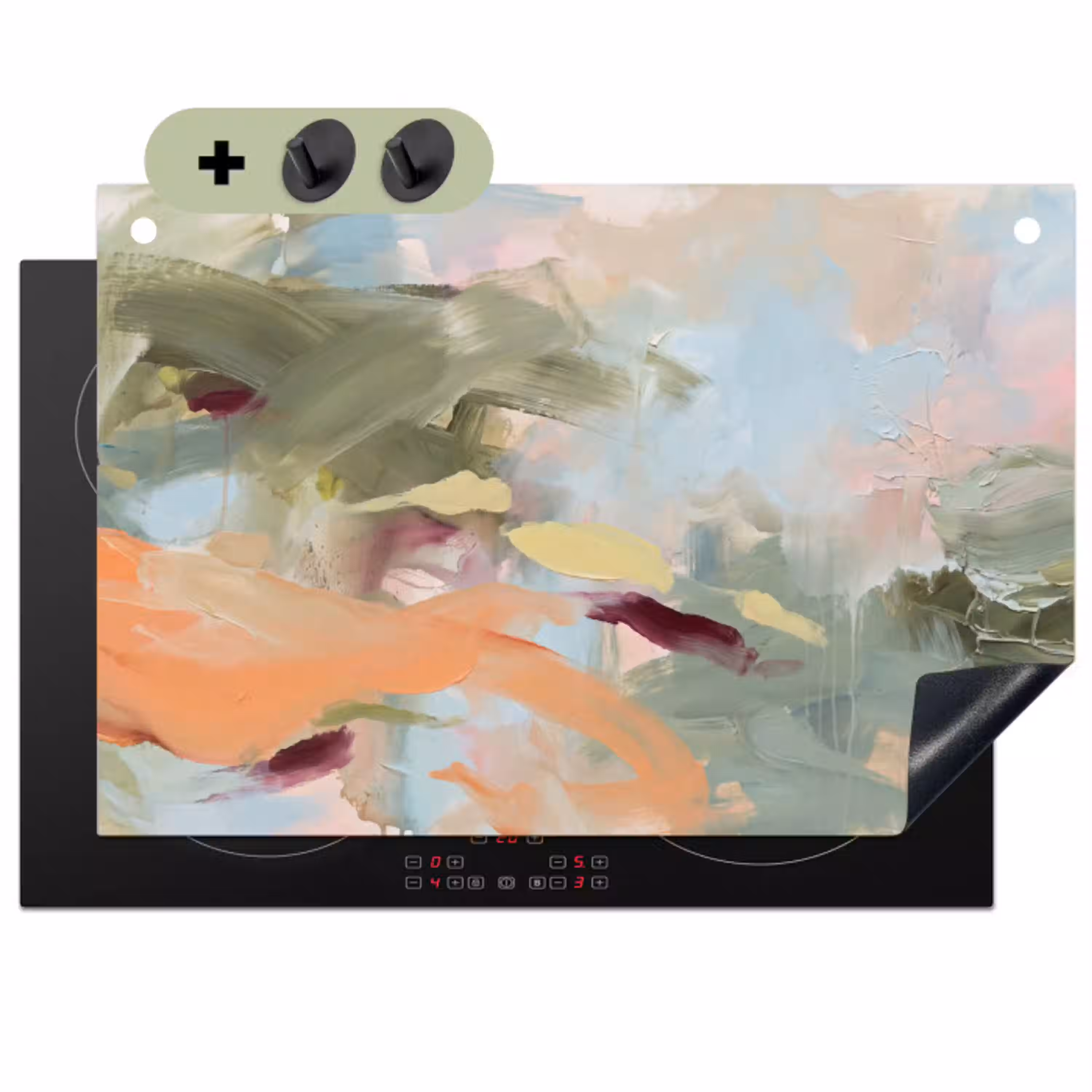 Abstract - Borstelstreken - Kunst - Modern - Pastel Inductie beschemer met haakjes klein -3d