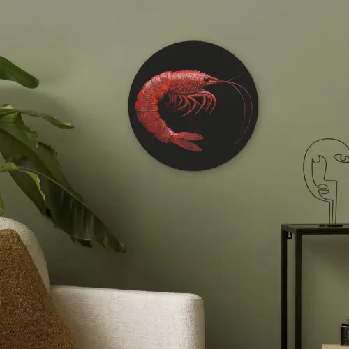 Garnaal - Rood - Dieren Akoestische PET Vilt - Rond klein -sfeer2