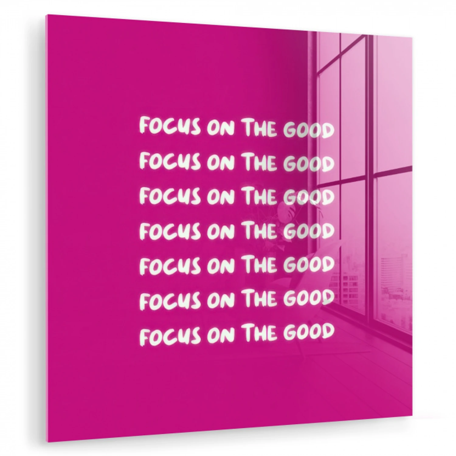 Focus on the good - Roze - wit plexiglas 5mm klein -zzzproduct_nieuw