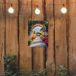 Doorkijk - Bloemen - Tropisch - Kleurrijk tuinposter los doek klein -sfeer1