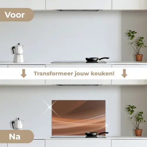 Golven - Abstract - Bruin keuken achterwand spatscherm klein -voor_na_NL