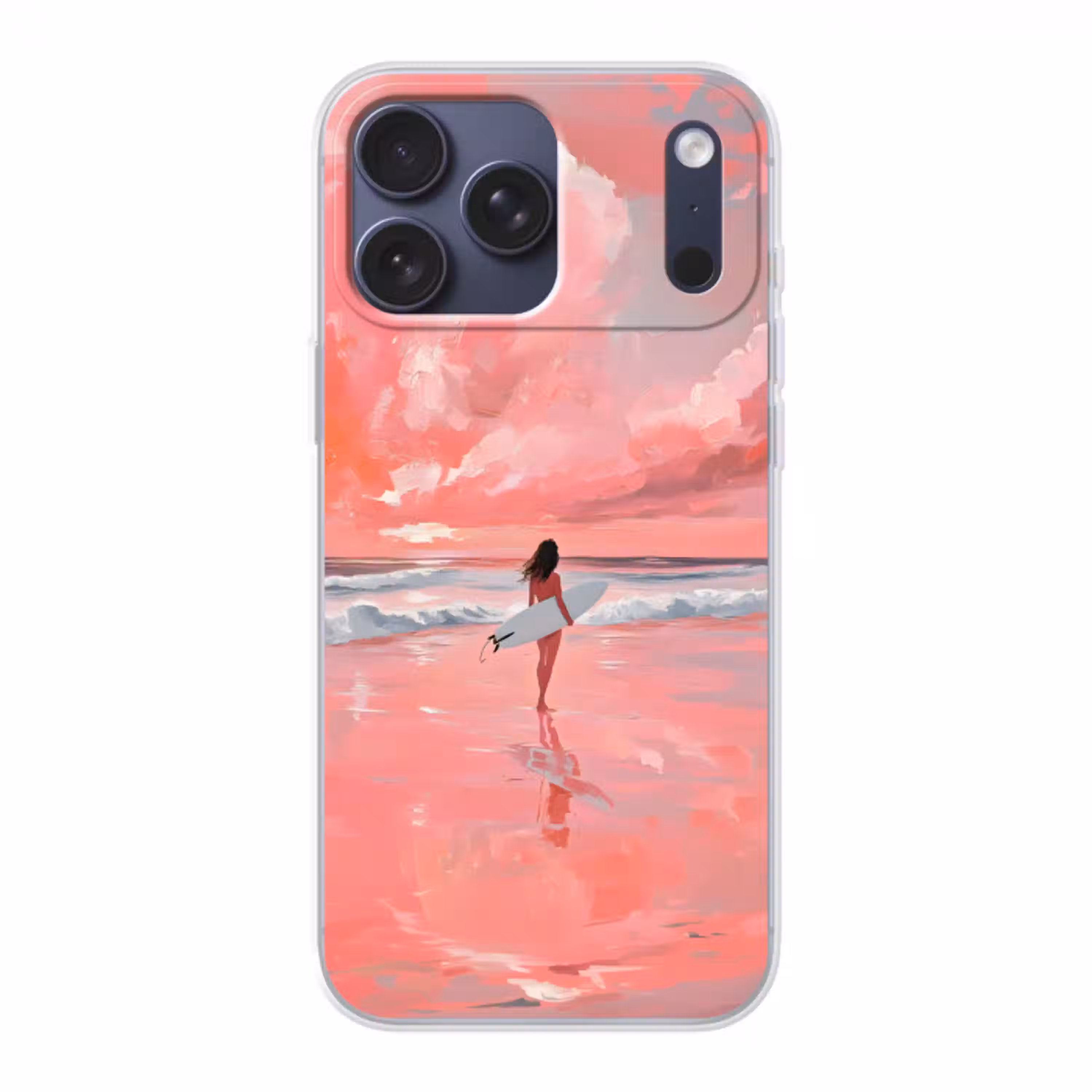 Roze - Surfen - Zee Telefoonhoesje iPhone 17 Pro Max klein -3d