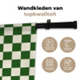 Schaakbord - Patroon - Groen Wandkleed katoen klein 269 -sfeer2