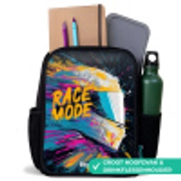 Racehelm - Verfspatten - Penseelstreken - Race mode Rugzak - Zwart middel -inhoud_NL