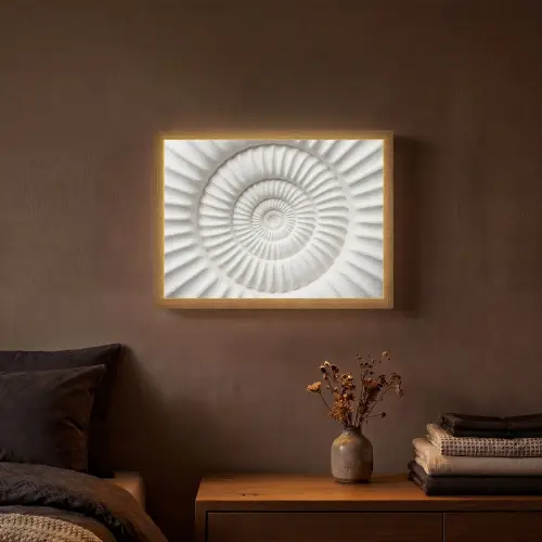 Schelp - Spiraal - Wit Light Box met batterij (Wandlamp) middel -sfeer4