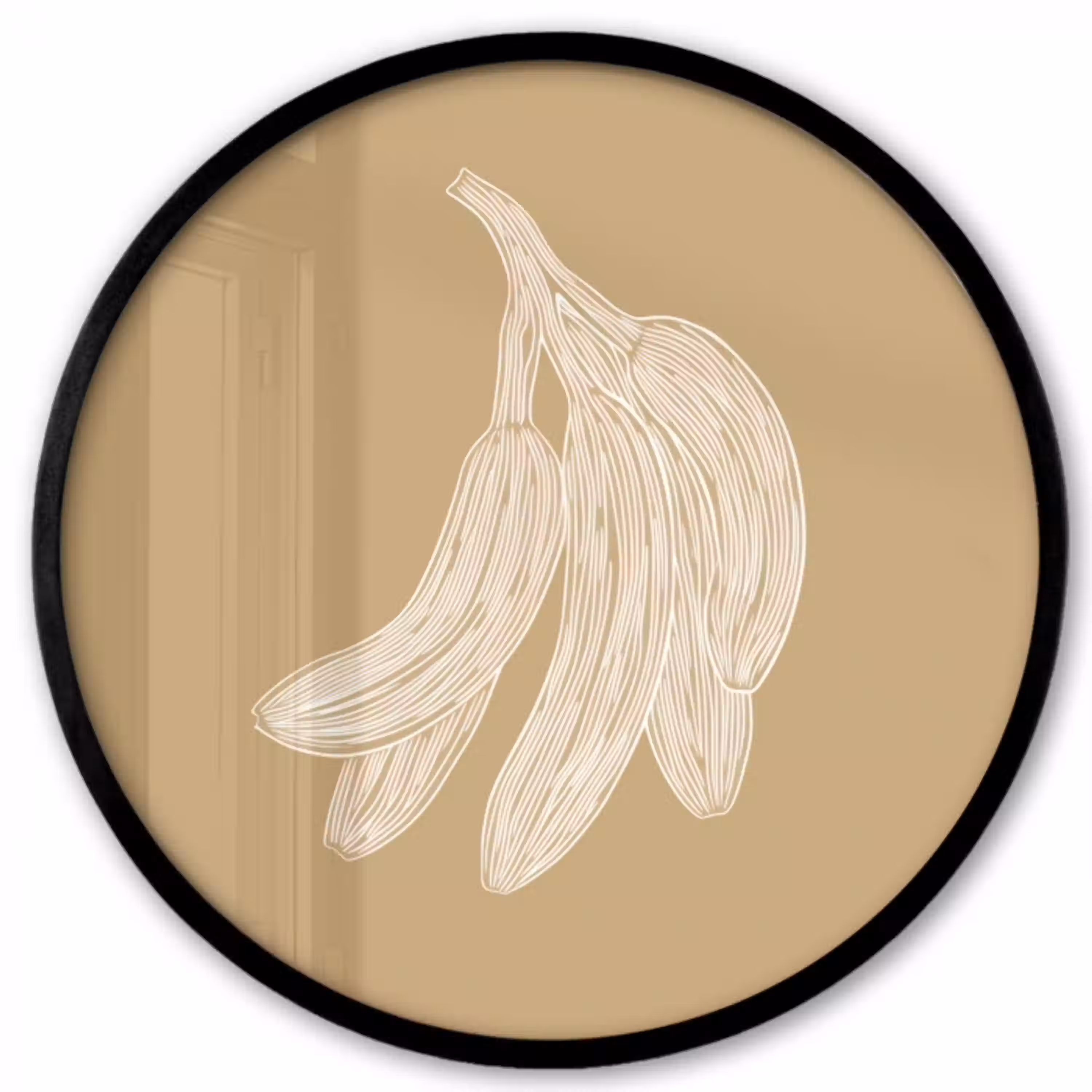 Bananen - Beige - Lijntekening - Minimalistisch Fotolijst rond zonder passe partout klein -3d