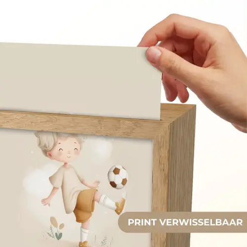 Jongen - Beige - Minimalistisch - Voetbal Light Box met kabel (Kinderlampje) klein -USP_websiteprintNL