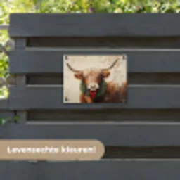 Kerst - Schotse Hooglander - Bruin - Krans tuinposter los doek klein -sfeer3