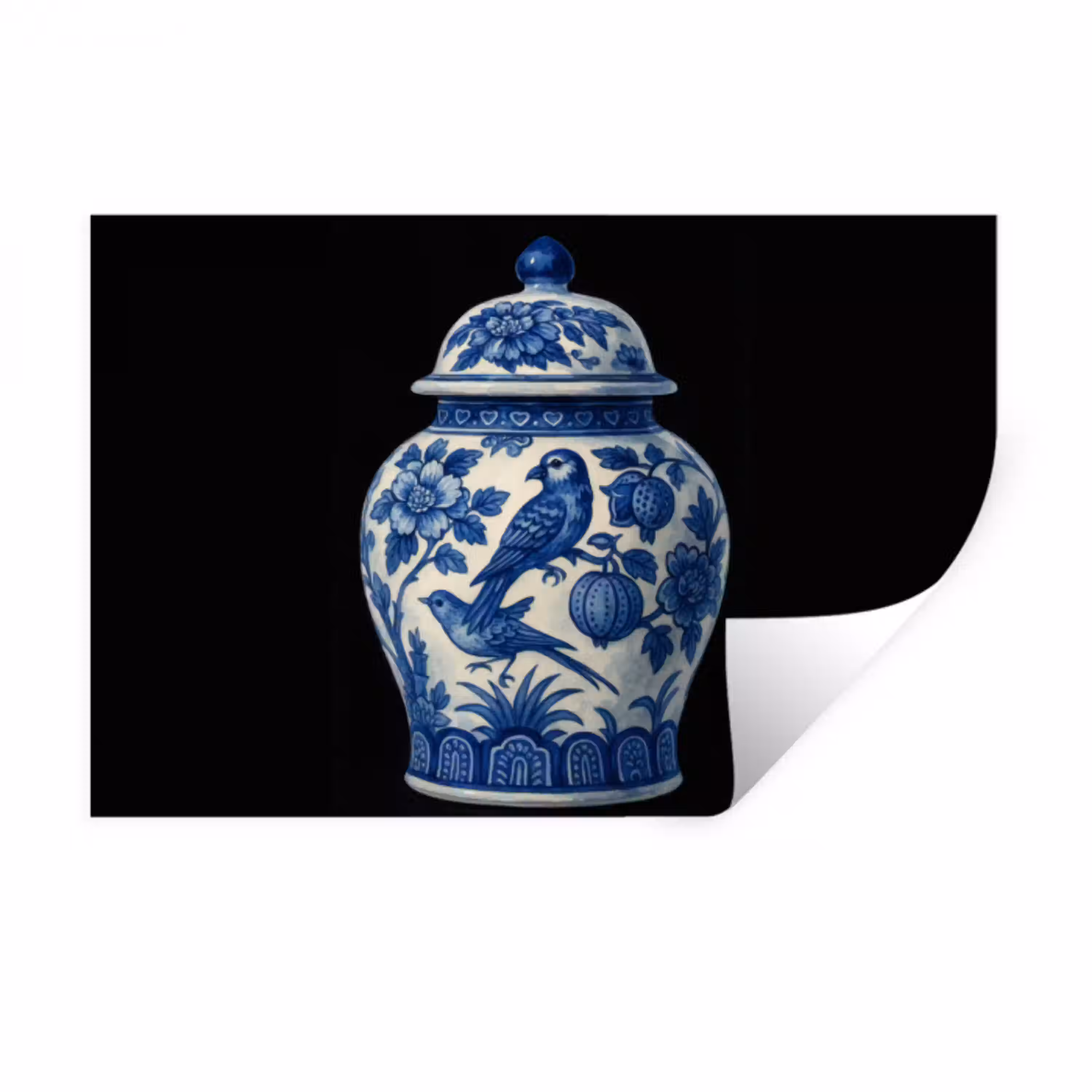 Pot - Delfts Blauw - Bloemen Muursticker klein -3d