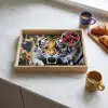 Tijger - Verfspatten - Goud Dienblad Rechthoek middel -sfeer2