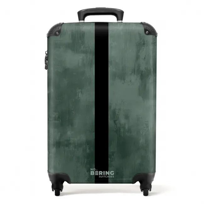 Groene betonlook met zwarte streep NBS - Handbagage koffer - Volwassenen Unisex middel -productfoto_recht