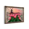 Doorkijk - Tulpen - Bloemen - Molen - Raam aluminium wit klein -3d