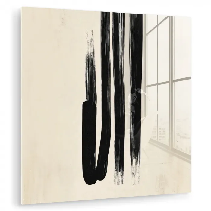 Penseelstreken - Verticaal - Zwart plexiglas 5mm klein -zzzproduct_nieuw
