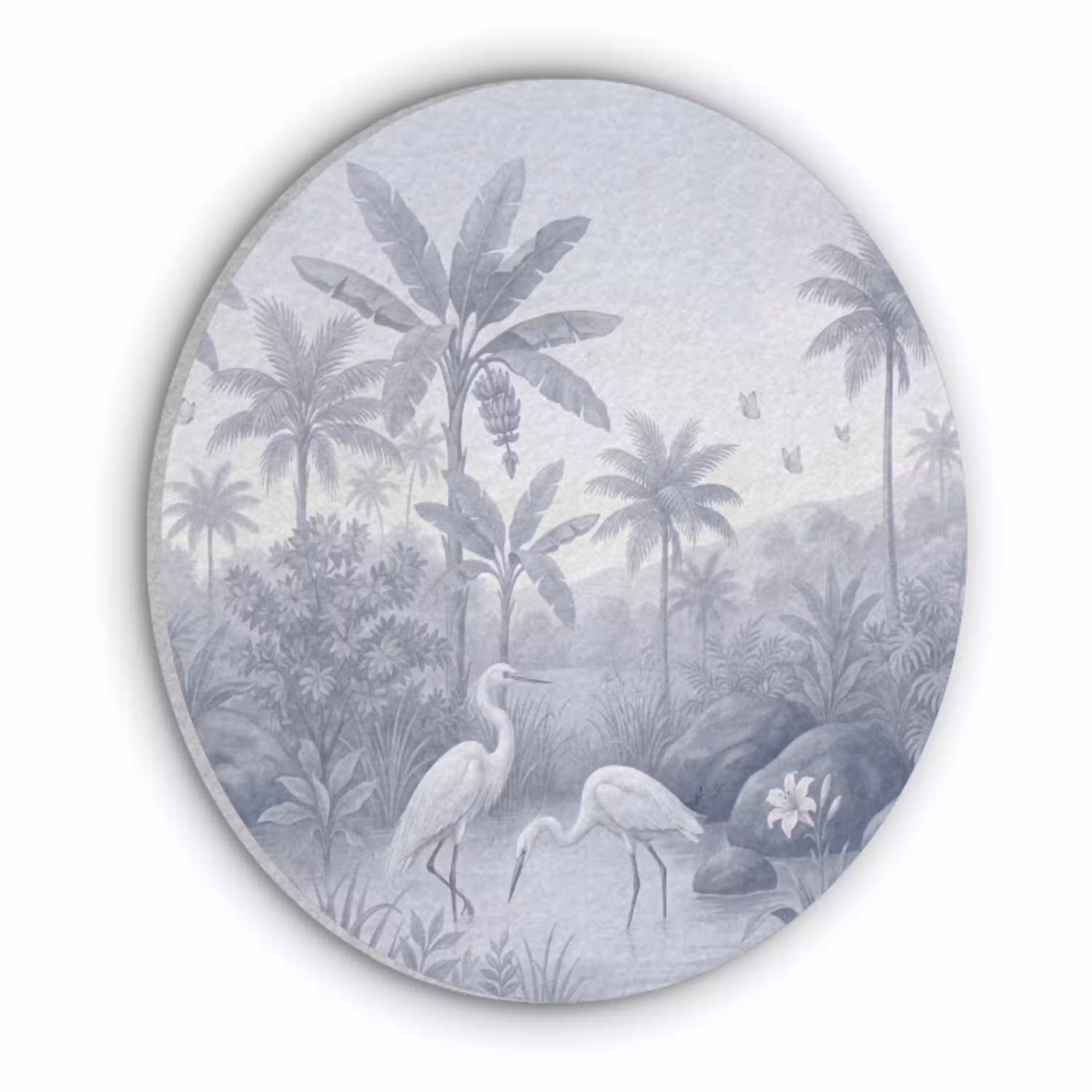 Vogel - Water - Tropisch - Natuur - Blauw Akoestische PET Vilt - Rond klein -3d