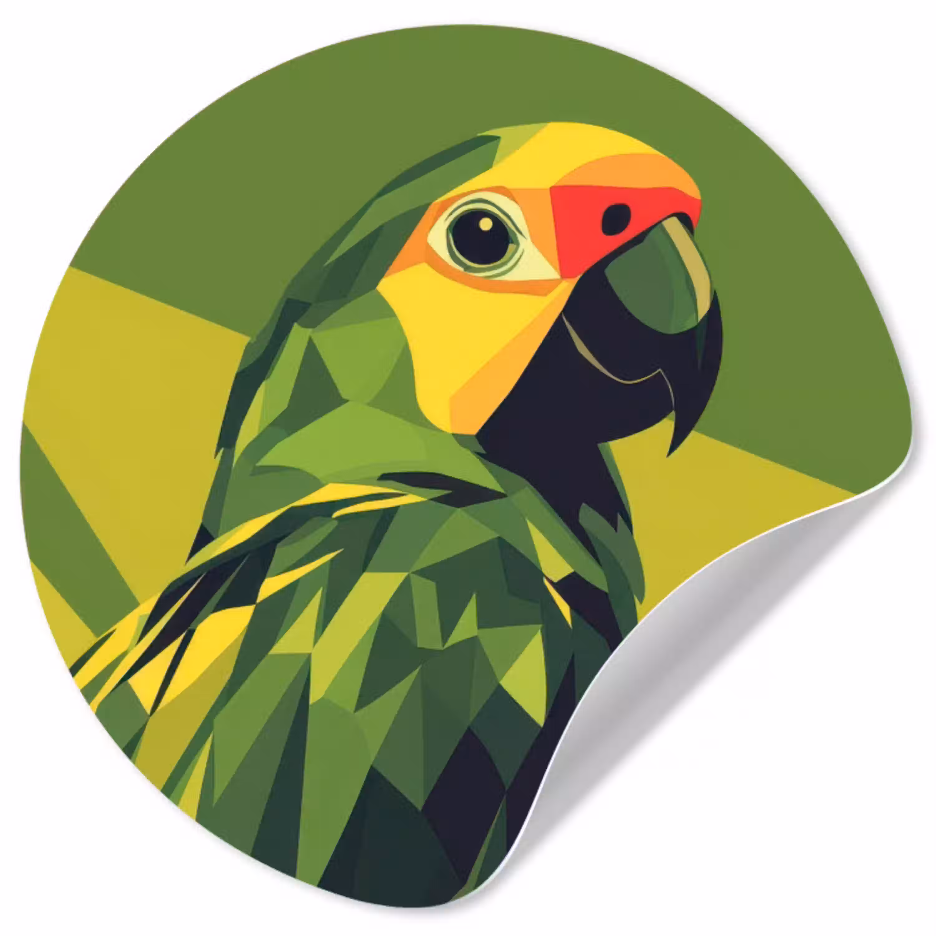 Papegaai - Groen - Snavel - Abstract Wandcirkel behangsticker klein -3d