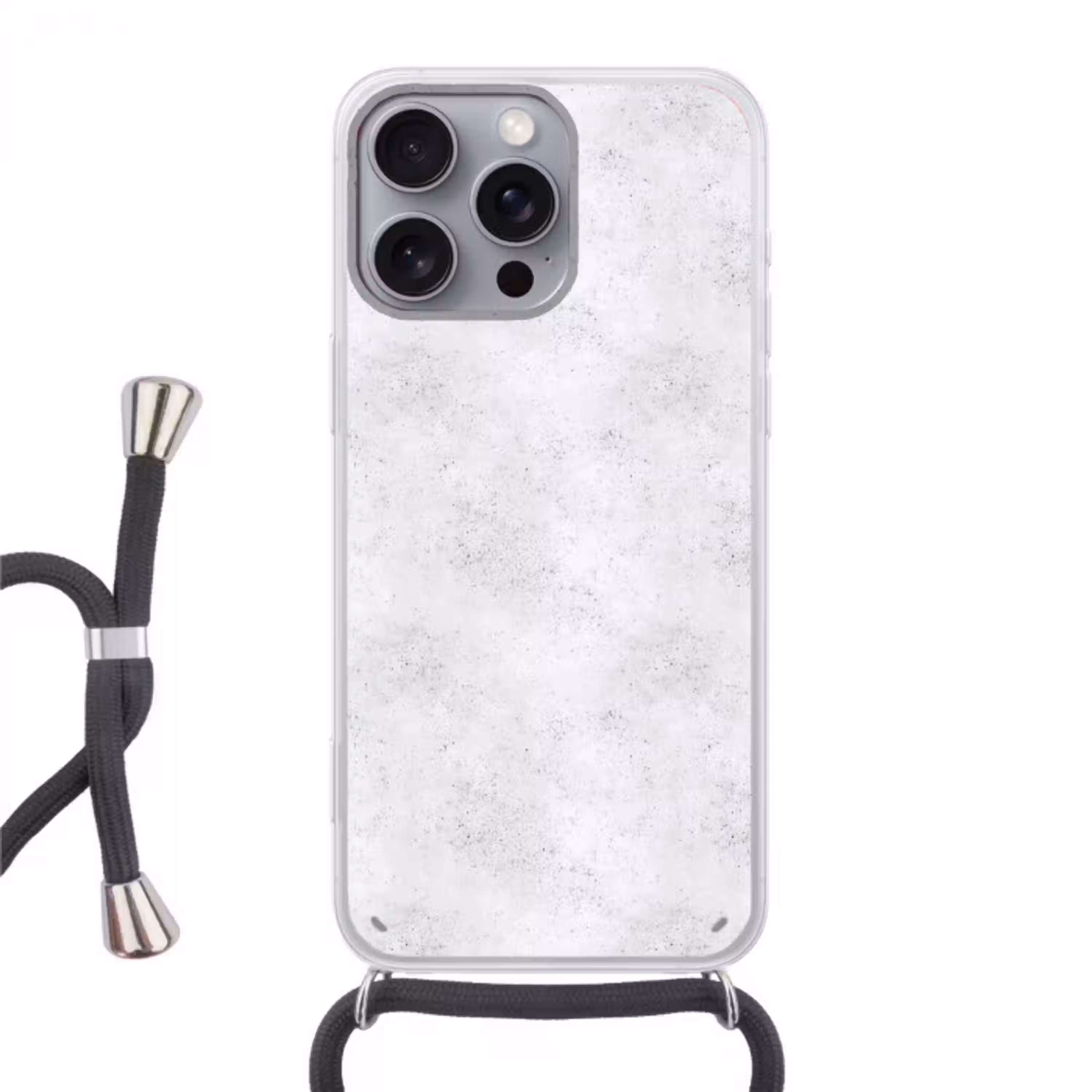 Lichtgrijs - Betonstructuur - Subtiel Hoesje iPhone 16 Pro Max met koord klein 804 -3d