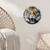 Tijger - Verfspatten - Goud Wandcirkel plexiglas klein -sfeer5