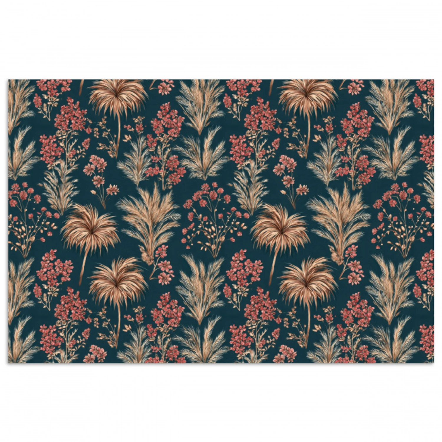 Botanisch - Patroon - Blauw poster papier klein 62 -3d
