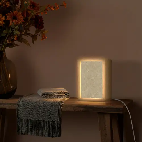 Beige - Marmer - Witte aders Light Box met kabel (Tafellamp) klein 925 -sfeer4